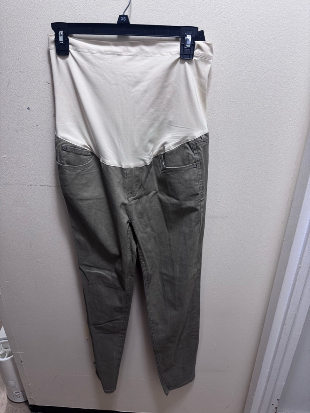 Pinkblush Olive Chino Maternity Pants with Cream Waist Panel